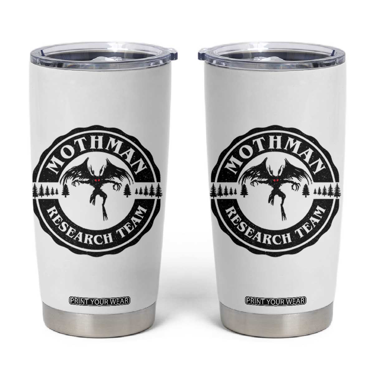 Mothman Research Team Tumbler Cup Retro Vintage Cryptid Paranormal Horror Monster Hunter TS10 White Print Your Wear