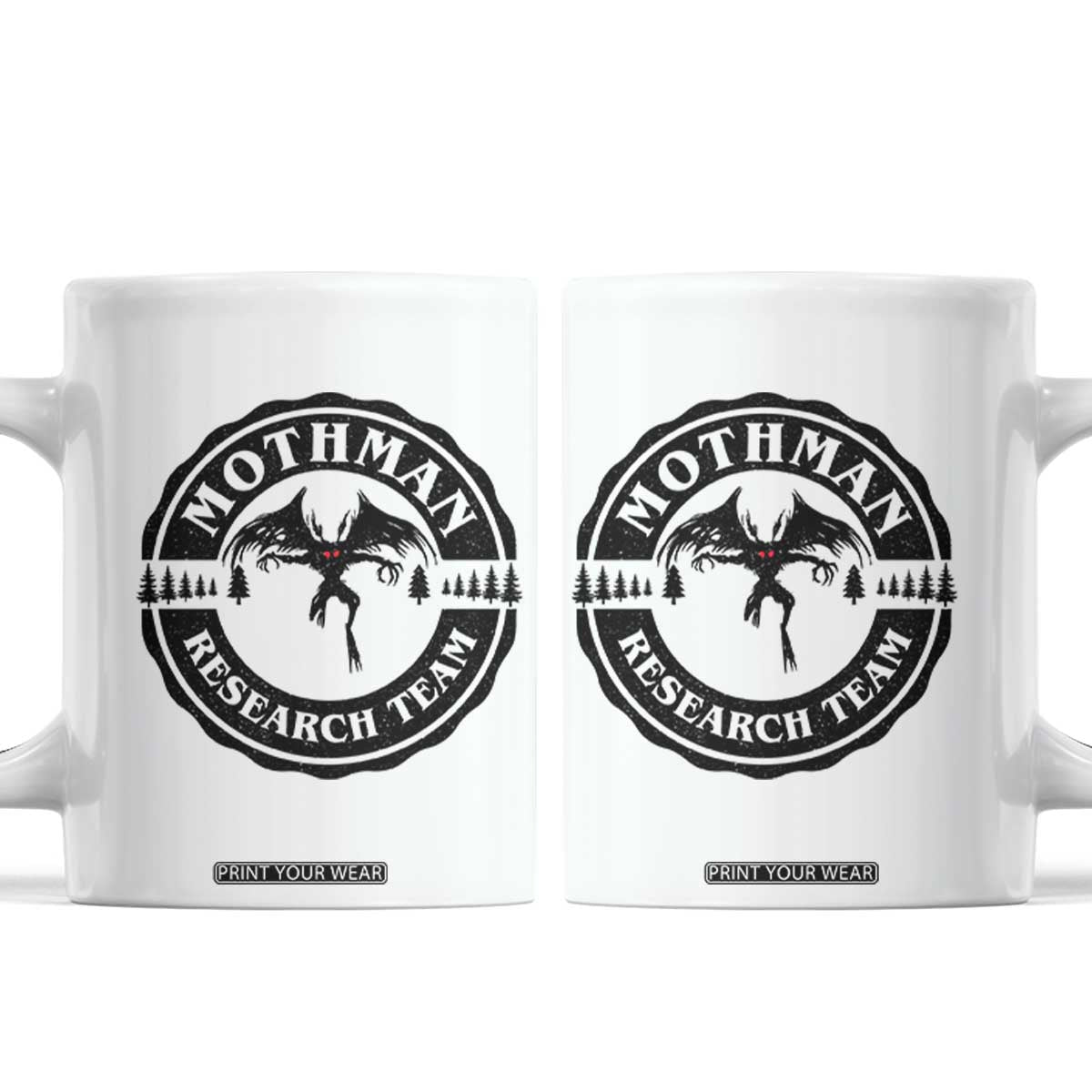 Mothman Research Team Coffee Mug Retro Vintage Cryptid Paranormal Horror Monster Hunter TS10 White Print Your Wear