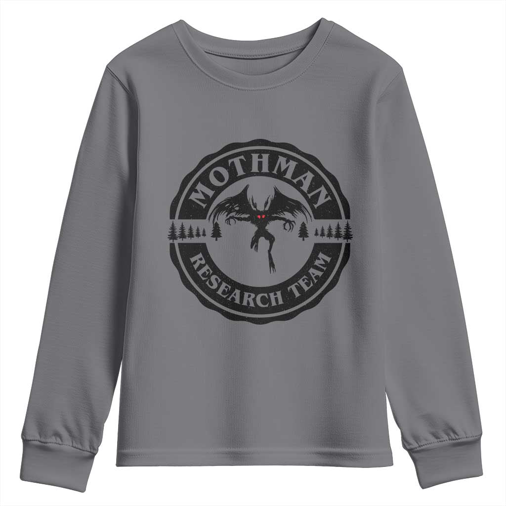 Mothman Research Team Youth Sweatshirt Retro Vintage Cryptid Paranormal Horror Monster Hunter TS10 Charcoal Print Your Wear