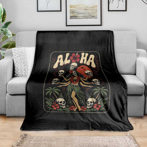 Aloha Skull Throw Blanket Hibiscus Flower Hula Dancer Dark Tropical Beach Gothic Hawaiian Vibe TS10 Print Your Wear