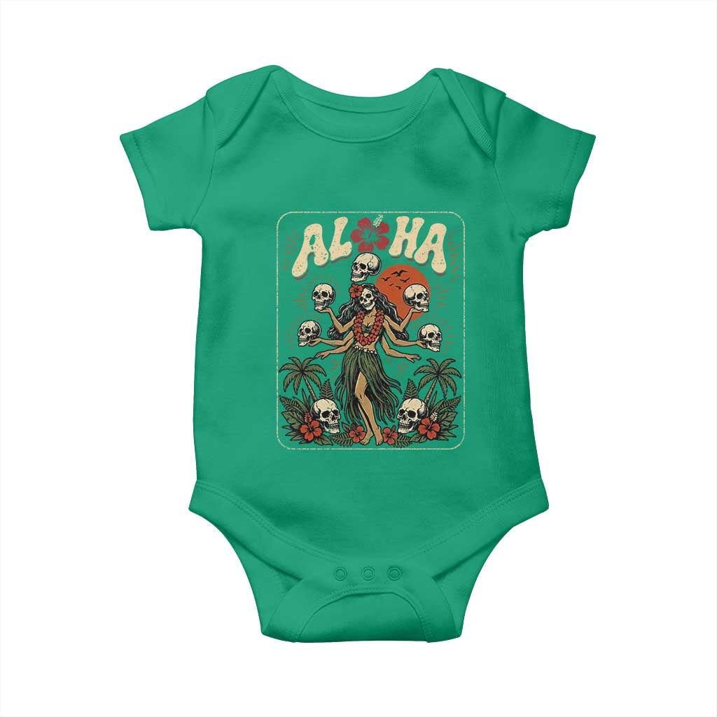 Aloha Skull Baby Onesie Hibiscus Flower Hula Dancer Dark Tropical Beach Gothic Hawaiian Vibe TS10 Irish Green Print Your Wear
