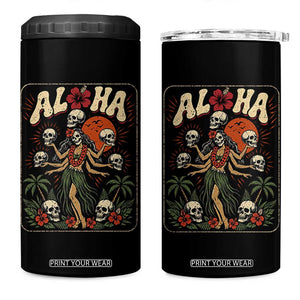 Aloha Skull 4 in 1 Can Cooler Tumbler Hibiscus Flower Hula Dancer Dark Tropical Beach Gothic Hawaiian Vibe TS10 One Size: 16 oz Black Print Your Wear