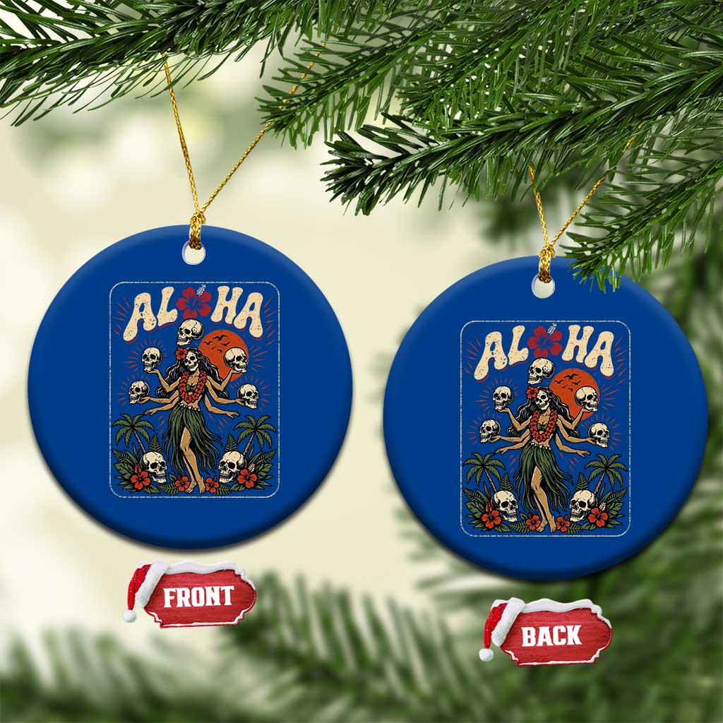 Aloha Skull Ceramic Ornament Hibiscus Flower Hula Dancer Dark Tropical Beach Gothic Hawaiian Vibe TS10 1pc Blue Print Your Wear