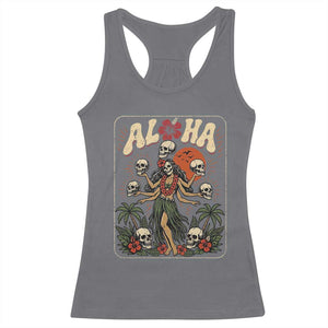 Aloha Skull Racerback Tank Top Hibiscus Flower Hula Dancer Dark Tropical Beach Gothic Hawaiian Vibe TS10 Charcoal Print Your Wear