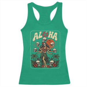 Aloha Skull Racerback Tank Top Hibiscus Flower Hula Dancer Dark Tropical Beach Gothic Hawaiian Vibe TS10 Irish Green Print Your Wear