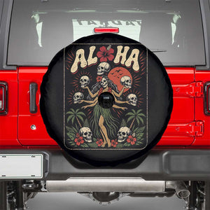Aloha Skull Spare Tire Cover Hibiscus Flower Hula Dancer Dark Tropical Beach Gothic Hawaiian Vibe TS10 Black Print Your Wear