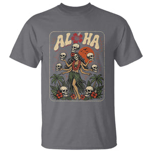 Aloha Skull T Shirt Hibiscus Flower Hula Dancer Dark Tropical Beach Gothic Hawaiian Vibe TS10 Charcoal Print Your Wear