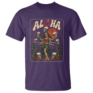 Aloha Skull T Shirt Hibiscus Flower Hula Dancer Dark Tropical Beach Gothic Hawaiian Vibe TS10 Purple Print Your Wear