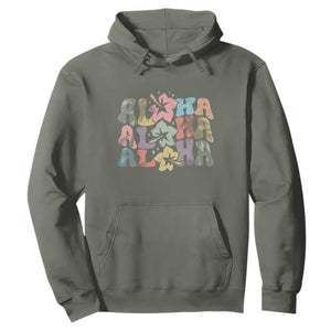 Aloha Hoodie Hawaiian Hawaii Trip Family Vacation Hibiscus Flowers TS10 Military Green Print Your Wear