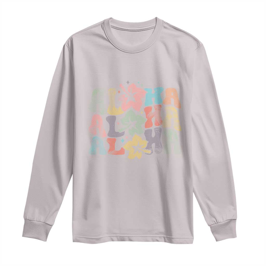 Aloha Long Sleeve Shirt Hawaiian Hawaii Trip Family Vacation Hibiscus Flowers TS10 Ice Gray Print Your Wear