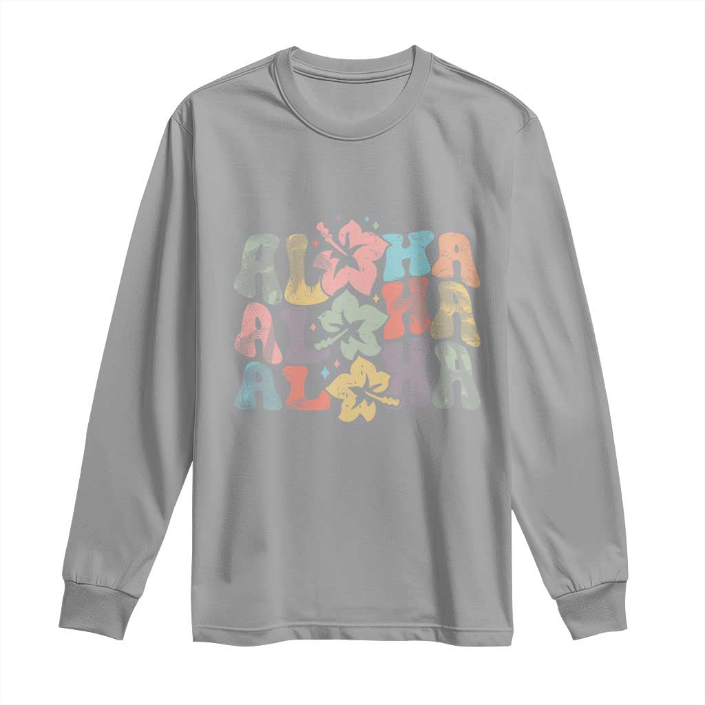 Aloha Long Sleeve Shirt Hawaiian Hawaii Trip Family Vacation Hibiscus Flowers TS10 Sport Gray Print Your Wear