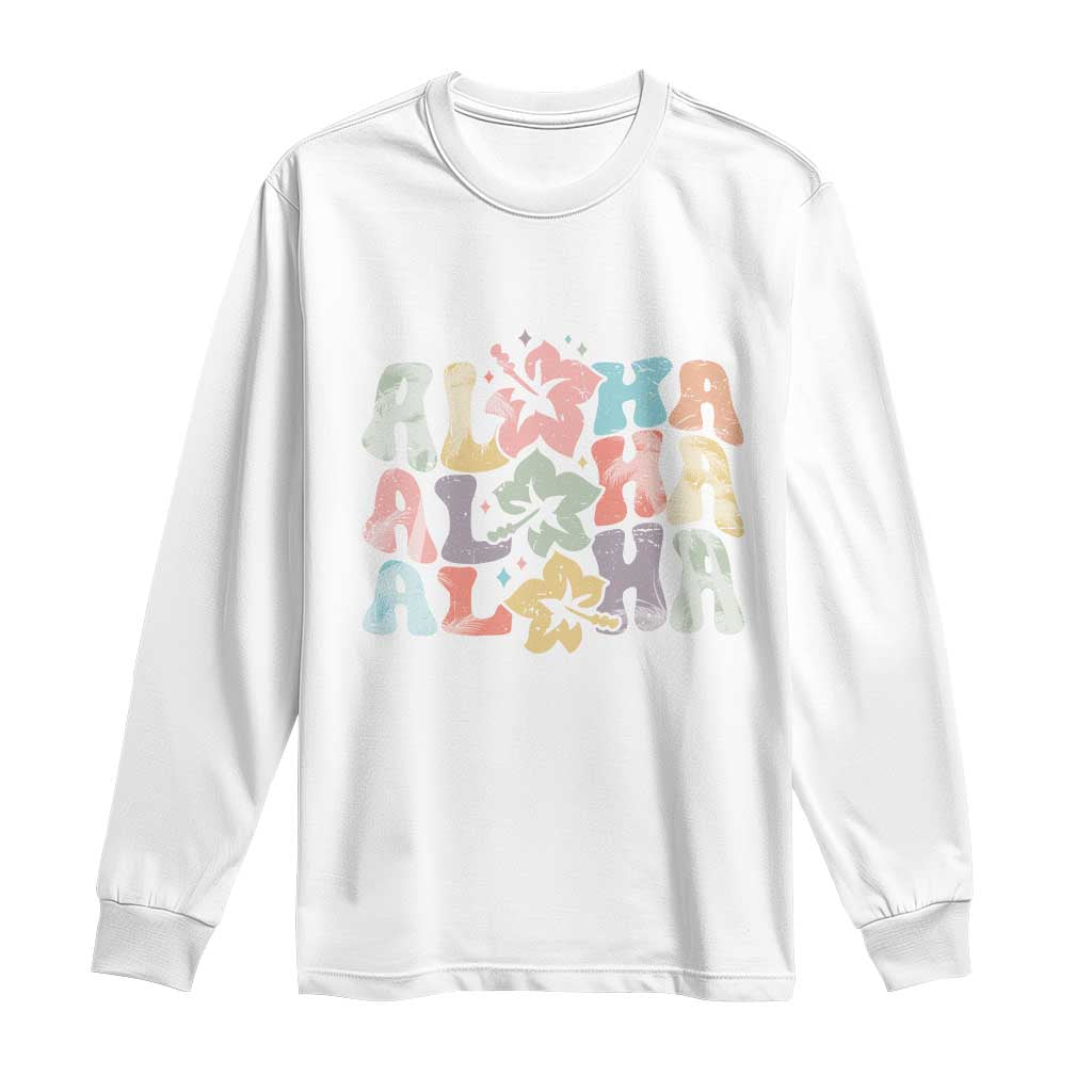 Aloha Long Sleeve Shirt Hawaiian Hawaii Trip Family Vacation Hibiscus Flowers TS10 White Print Your Wear
