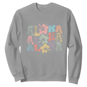 Aloha Sweatshirt Hawaiian Hawaii Trip Family Vacation Hibiscus Flowers TS10 Sport Gray Print Your Wear