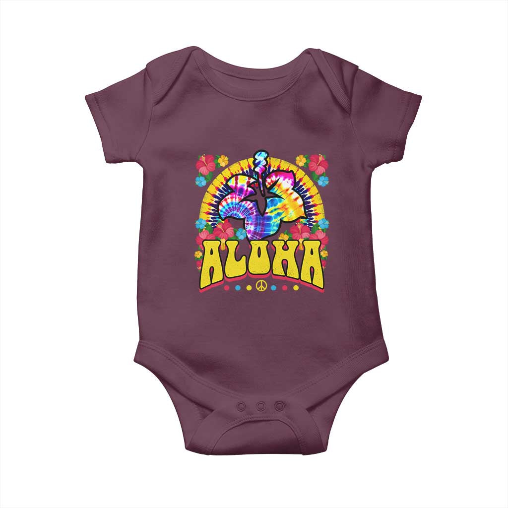 Hawaii Family Vacation Baby Onesie Tie Dye Groovy Hibicus Flower Beach Vacay Hawaiian Christmas TS10 Maroon Print Your Wear