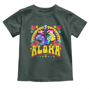 Hawaii Family Vacation Baby Shirt Tie Dye Groovy Hibicus Flower Beach Vacay Hawaiian Christmas TS10 Dark Forest Green Print Your Wear