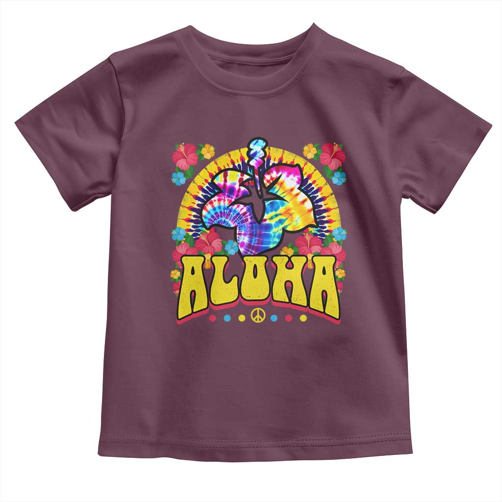 Hawaii Family Vacation Baby Shirt Tie Dye Groovy Hibicus Flower Beach Vacay Hawaiian Christmas TS10 Maroon Print Your Wear