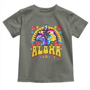 Hawaii Family Vacation Baby Shirt Tie Dye Groovy Hibicus Flower Beach Vacay Hawaiian Christmas TS10 Military Green Print Your Wear