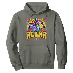 Hawaii Family Vacation Hoodie Tie Dye Groovy Hibicus Flower Beach Vacay Hawaiian Christmas TS10 Military Green Print Your Wear