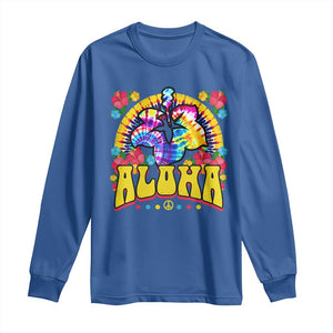 Hawaii Family Vacation Long Sleeve Shirt Tie Dye Groovy Hibicus Flower Beach Vacay Hawaiian Christmas TS10 Royal Blue Print Your Wear