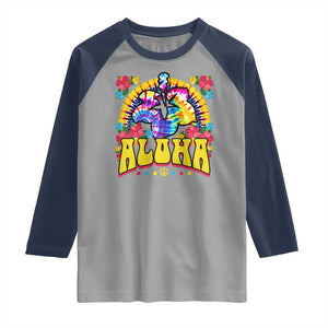 Hawaii Family Vacation Raglan Shirt Tie Dye Groovy Hibicus Flower Beach Vacay Hawaiian Christmas TS10 Sport Gray Navy Print Your Wear