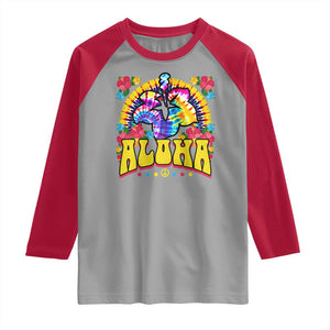 Hawaii Family Vacation Raglan Shirt Tie Dye Groovy Hibicus Flower Beach Vacay Hawaiian Christmas TS10 Sport Gray Red Print Your Wear