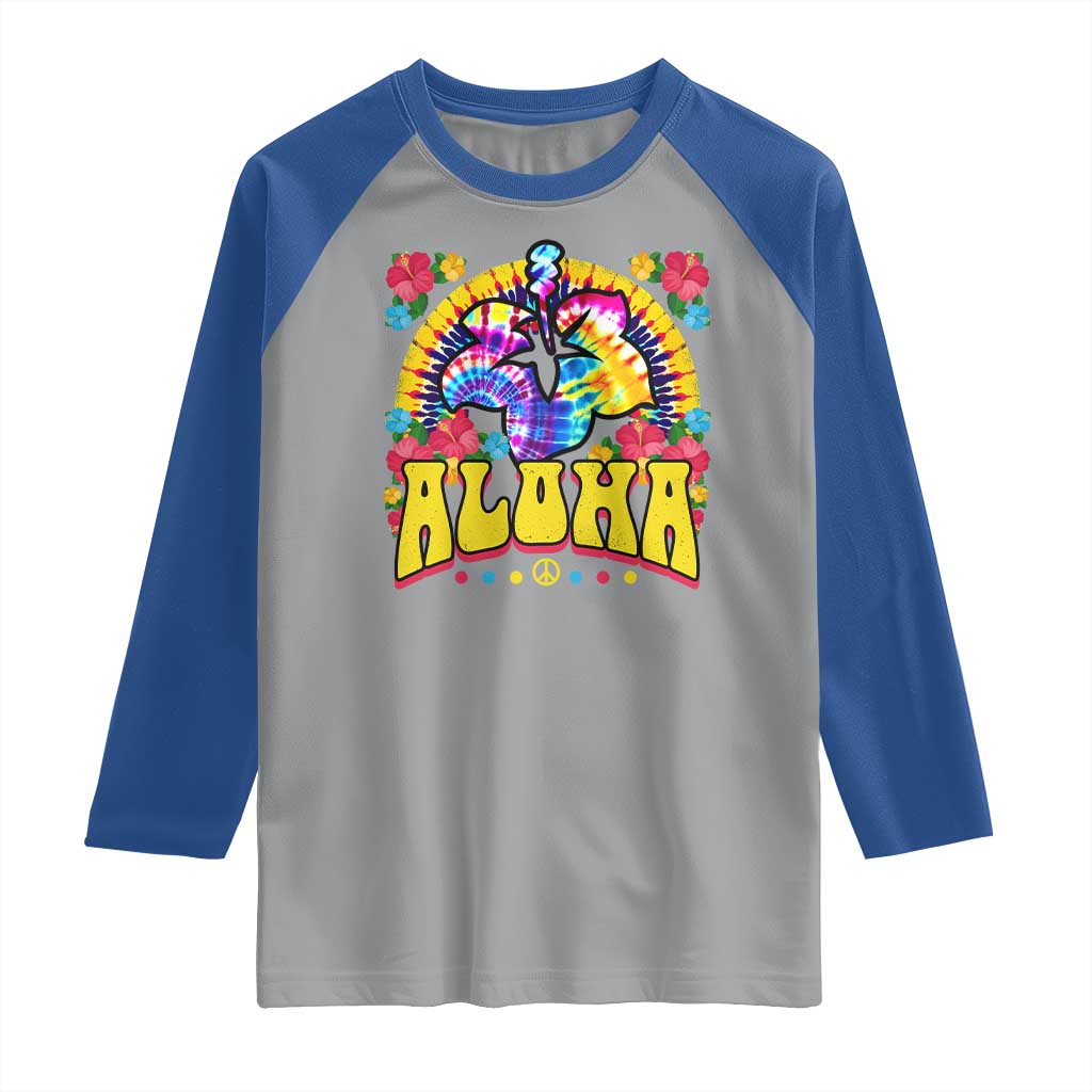 Hawaii Family Vacation Raglan Shirt Tie Dye Groovy Hibicus Flower Beach Vacay Hawaiian Christmas TS10 Sport Gray Royal Print Your Wear