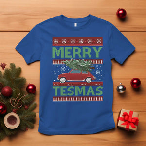 Funny Christmas Truck T Shirt Merry Tesmas Cybertruck Futuristic Car Ugly Sweater TS10 Royal Blue Print Your Wear