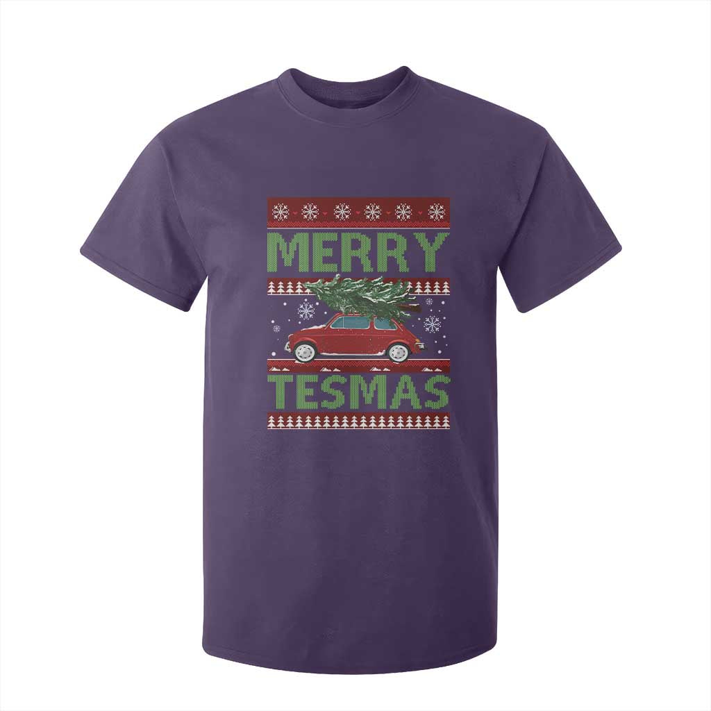 Funny Christmas Truck T Shirt For Kid Merry Tesmas Cybertruck Futuristic Car Ugly Sweater TS10 Purple Print Your Wear