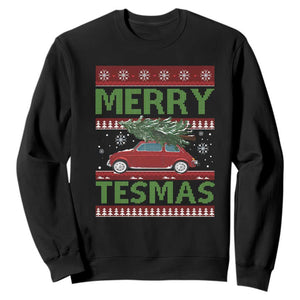 Funny Christmas Truck Sweatshirt Merry Tesmas Cybertruck Futuristic Car Ugly Sweater TS10 Black Print Your Wear