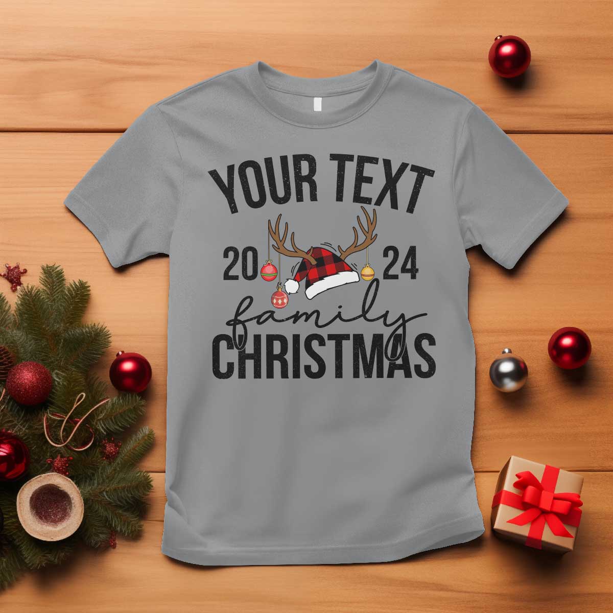 Personalized Matching Family Christmas T Shirt Custom Name Xmas Gift TS10 Sport Gray Print Your Wear
