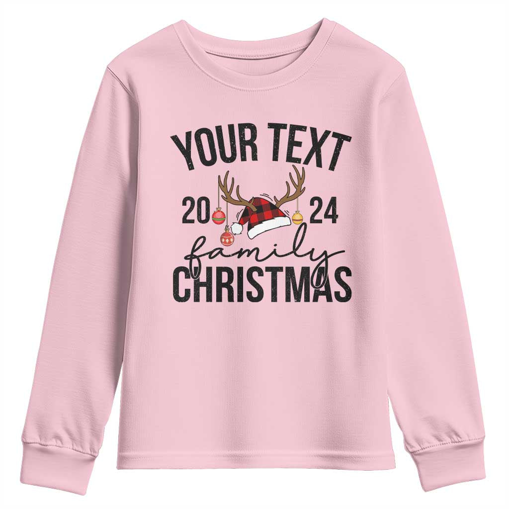 Personalized Matching Family Christmas Youth Sweatshirt Custom Name Xmas Gift TS10 Light Pink Print Your Wear