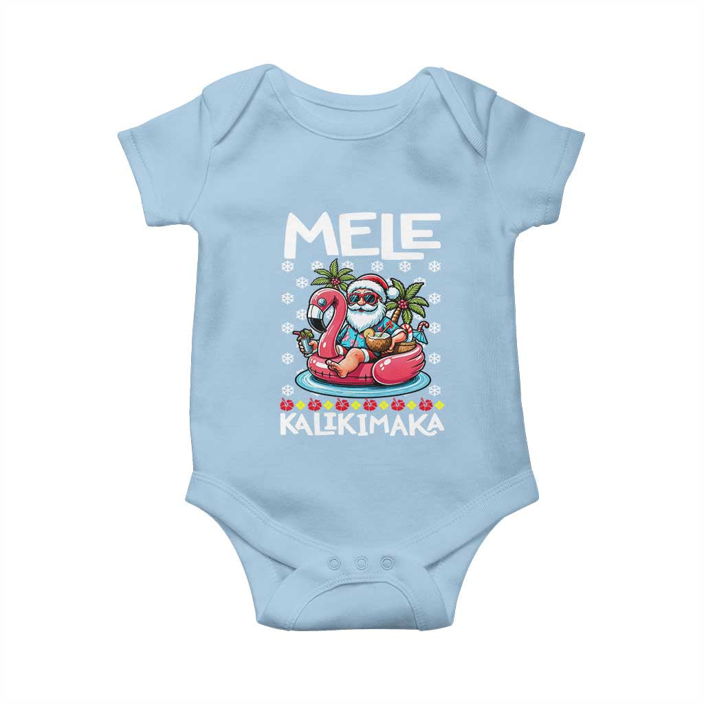 Mele Kalikimaka Hawaiian Christmas Santa Baby Onesie Palm Tree Beach Tropical Hawaii Xmas TS10 Light Blue Print Your Wear