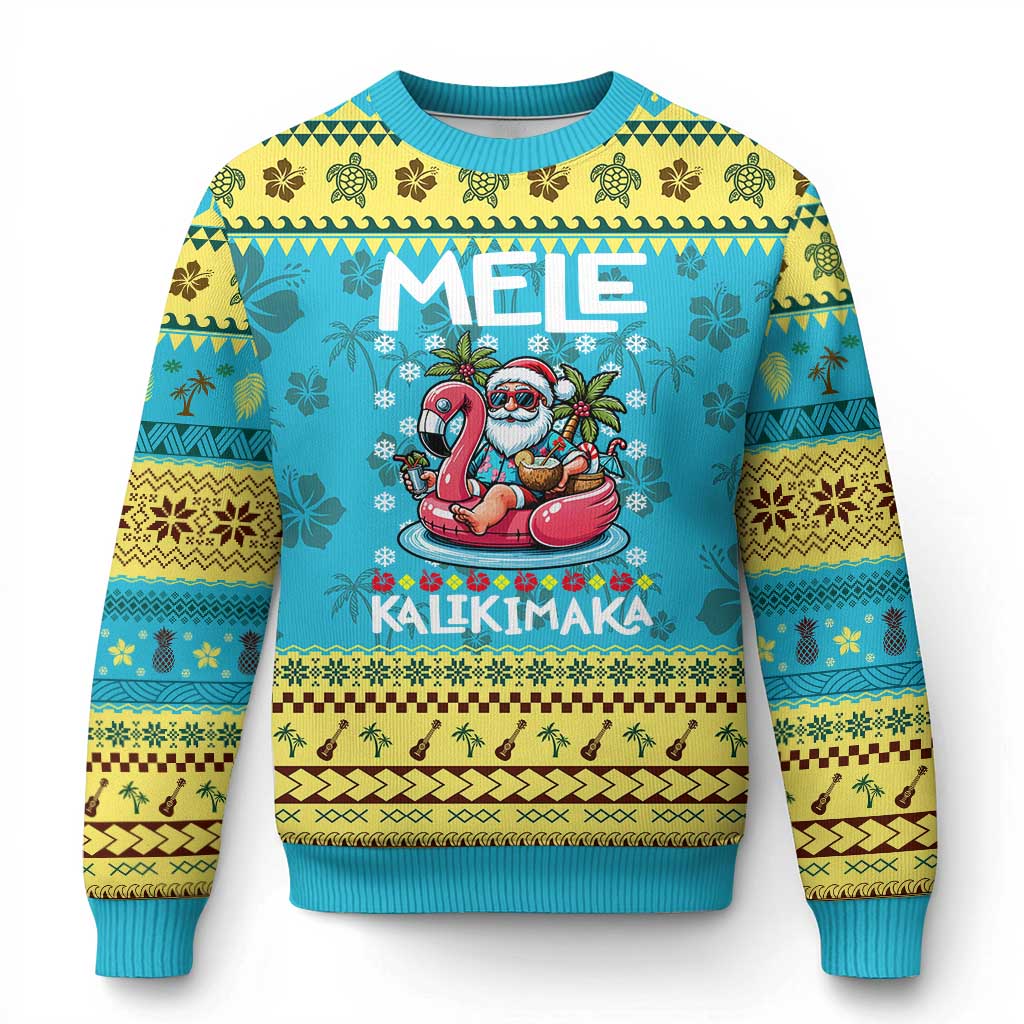 Mele Kalikimaka Hawaiian Xmas In July Hawaii Santa Ugly Christmas Sweater Palm Tree Beach Tropical Xmas Gift Family Holiday TS10 Hawaii Print Your Wear