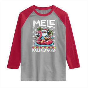 Mele Kalikimaka Hawaiian Christmas Santa Raglan Shirt Palm Tree Beach Tropical Hawaii Xmas TS10 Sport Gray Red Print Your Wear