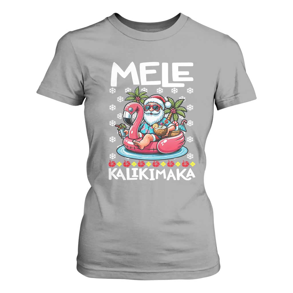 Mele Kalikimaka Hawaiian Christmas Santa T Shirt For Women Palm Tree Beach Tropical Hawaii Xmas TS10 Sport Gray Print Your Wear