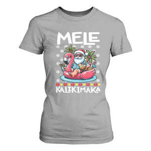 Mele Kalikimaka Hawaiian Christmas Santa T Shirt For Women Palm Tree Beach Tropical Hawaii Xmas TS10 Sport Gray Print Your Wear
