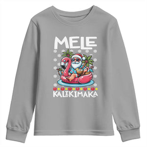 Mele Kalikimaka Hawaiian Christmas Santa Youth Sweatshirt Palm Tree Beach Tropical Hawaii Xmas TS10 Sport Gray Print Your Wear