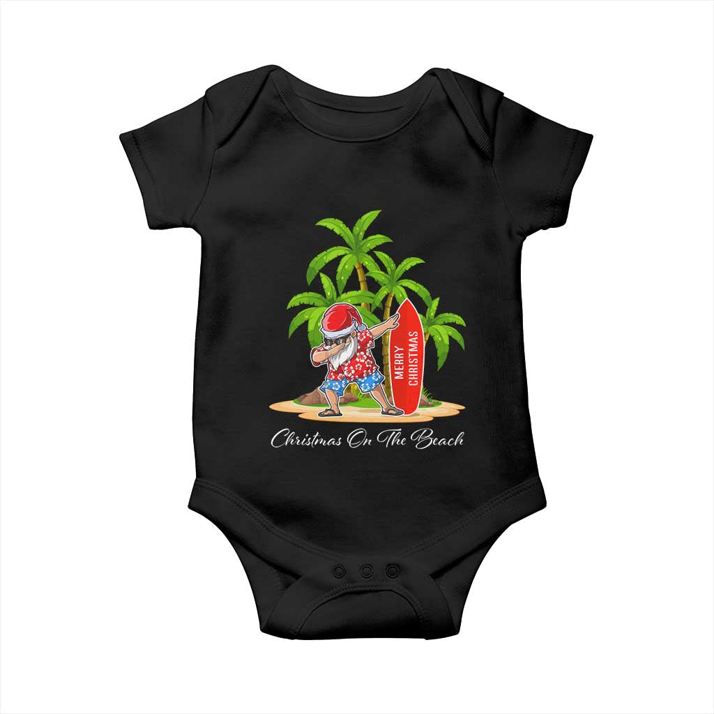 Hawaiian Christmas Santa Baby Onesie Christmas On The Beach Vacation TS10 Black Print Your Wear