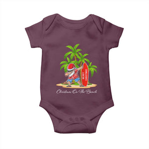 Hawaiian Christmas Santa Baby Onesie Christmas On The Beach Vacation TS10 Maroon Print Your Wear