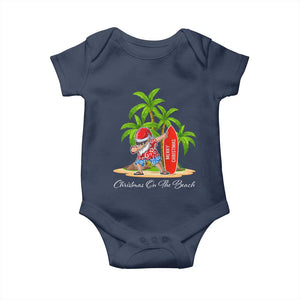 Hawaiian Christmas Santa Baby Onesie Christmas On The Beach Vacation TS10 Navy Print Your Wear