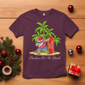 Hawaiian Christmas Santa T Shirt Christmas On The Beach Vacation TS10 Maroon Print Your Wear