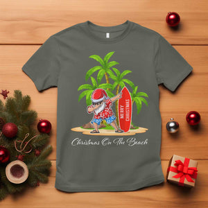 Hawaiian Christmas Santa T Shirt Christmas On The Beach Vacation TS10 Military Green Print Your Wear