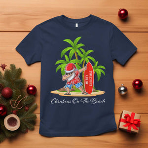 Hawaiian Christmas Santa T Shirt Christmas On The Beach Vacation TS10 Navy Print Your Wear