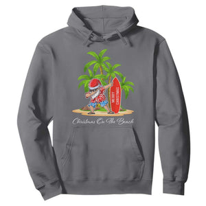 Hawaiian Christmas Santa Hoodie Christmas On The Beach Vacation TS10 Charcoal Print Your Wear