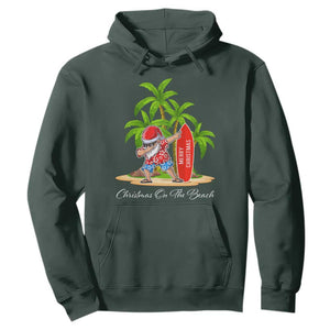 Hawaiian Christmas Santa Hoodie Christmas On The Beach Vacation TS10 Dark Forest Green Print Your Wear