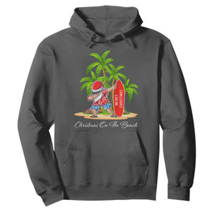 Hawaiian Christmas Santa Hoodie Christmas On The Beach Vacation TS10 Dark Heather Print Your Wear