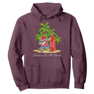 Hawaiian Christmas Santa Hoodie Christmas On The Beach Vacation TS10 Maroon Print Your Wear
