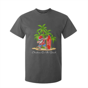 Hawaiian Christmas Santa T Shirt For Kid Christmas On The Beach Vacation TS10 Dark Heather Print Your Wear