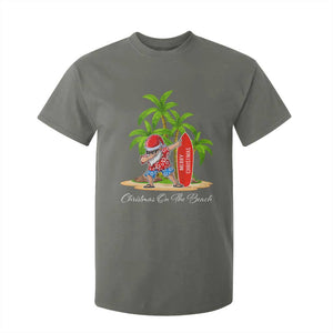 Hawaiian Christmas Santa T Shirt For Kid Christmas On The Beach Vacation TS10 Military Green Print Your Wear