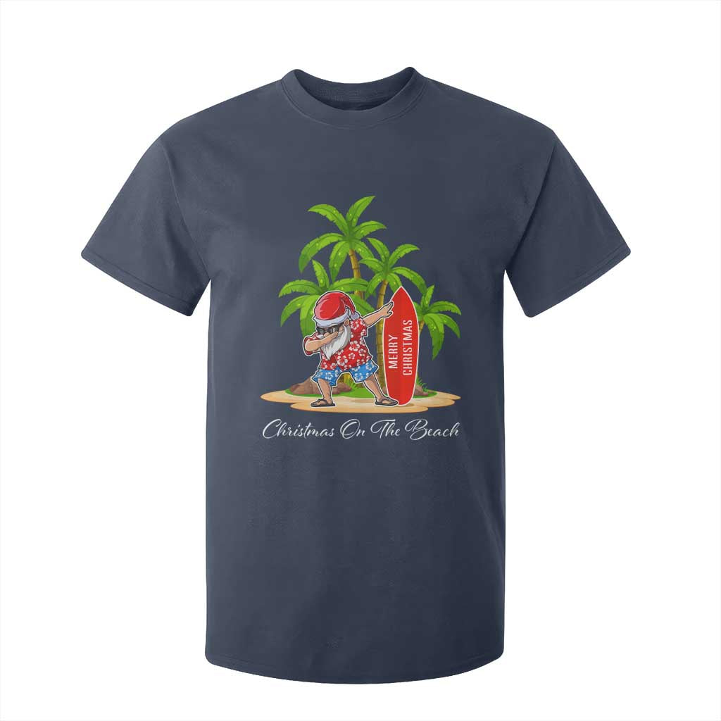 Hawaiian Christmas Santa T Shirt For Kid Christmas On The Beach Vacation TS10 Navy Print Your Wear